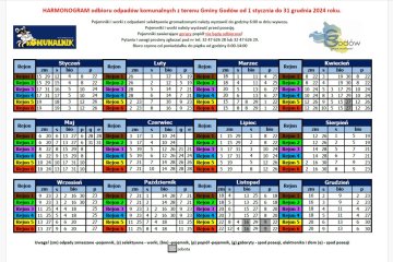 Harmonogram odbioru odpadów na 2024

