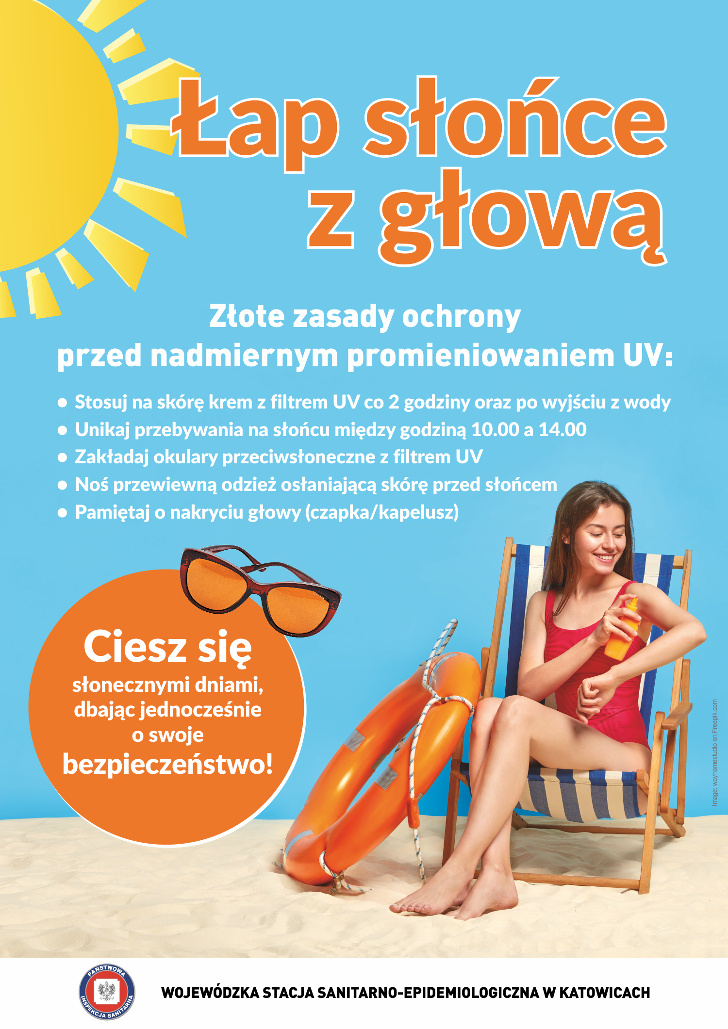 Łap słońce z głową - plakat informacyjny